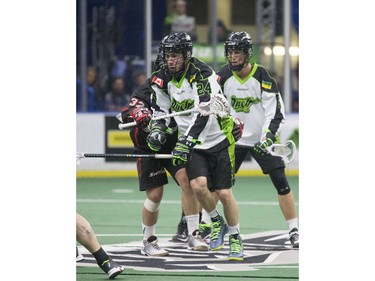 The crowd at SaskTel Centre was into the Saskatchewan Rush Lacrosse team's first home game seeing action, fights, big hits and goals, January 15, 2016.