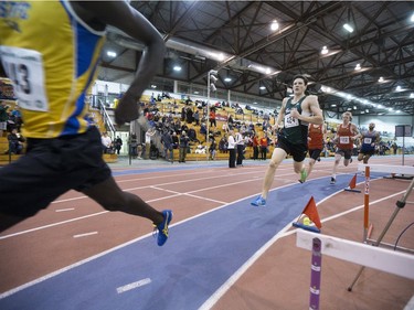 Marcus Alger from the University of Saskatchewan competes during the Sled Dog Open at the Saskatoon Field House, January 16, 2016.