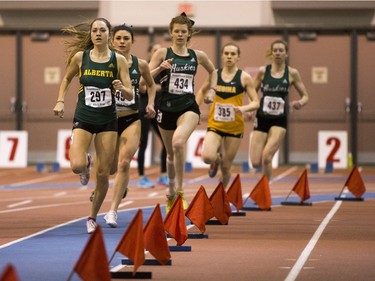 Runners during the Sled Dog Open at the Saskatoon Field House, January 16, 2016.