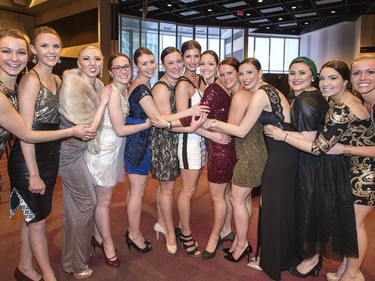 A Ukrainian New Year celebration at TCU Place with (L-R) dancers Alicia Pratt, Taylor Morrison, Bridget Rasmussen, Sam Stinn, Jenna Wolos-Knopp, Breeann Heggie, Kristen Dudeck, Carly Lyons, Jenna Sakowsky, Olivia Pawluk, Kaylee Smisko, Nicole Beskorwayne and Tania Hrabowy, January 15, 2016.