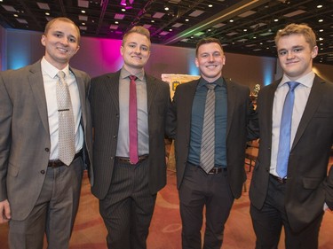 A Ukrainian New Year celebration at TCU Place with (L-R) Kevin and Curtis Forcier, Cole Chorney and Nicholas Gaudet, January 15.