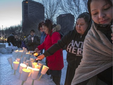 A candlelight vigil was held at the Vimy Memorial in Saskatoon on January 27, 2016, honouring those killed in La Loche in the mass-shooting.