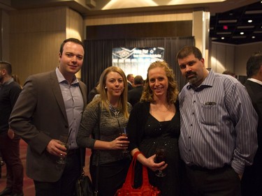 Dave Stewart, left to right, Jade Medve, Becky Kirkham, and Mike Kirkham are on the scene at Swinging with the Stars at TCU Place on Saturday, January 30th, 2016.