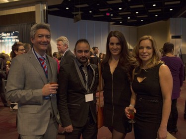 Rob Otani, left, Aatif Parvez, Caitlin Folk, and Christine Otani are on the scene at Swinging with the Stars at TCU Place on Saturday, January 30th, 2016.