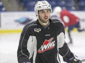 Colton Waltz suited up for his first practice as a Saskatoon Blade on Tuesday, Jan. 5, 2016.