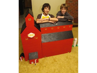 Andre Lalonde and Joel Wiks in 2005 with lego elevator.