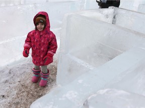 File Photo. Zainab Farhan makes her way through the ice maze at the Frosted Gardens at the Delta Bessborough during the last day of Wintershines in Saskatoon on February 1, 2015.