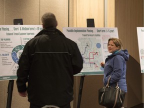 People attend a public engagement event at TCU Place to gather input on the City of Saskatoon's growth plan to half a million people in March of 2015.