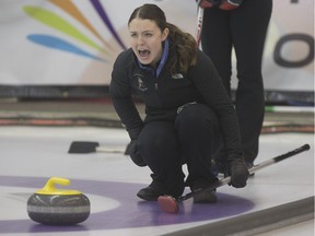 Kourtney Fesser calls a shot while winning the provincial junior women's crown Wednesday.