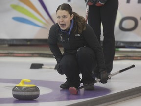 File Photo. Kourtney Fesser calls a shot during the girl's final game in the provincial junior curling championships at Nutana Curling Club,  Jan. 6, 2016.