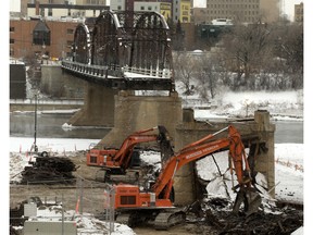 Deconstruction of the Traffic Bridge continued, January 12, 2016.