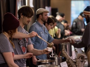 Guests try soups from a variety of Chefs at the Warm The Heart Novice Chef Soup Cook-Off in the Farmer's Market at the PotashCorp Wintershines on Jan. 24.