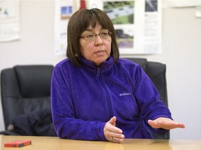Georgina Jolibois, NDP MP for the La Loche area and former mayor of the community, speaks at the village office, Wednesday, January 27, 2016. Four people, including two brothers, a teacher and an aide were killed last week during the shooting in La Loche.