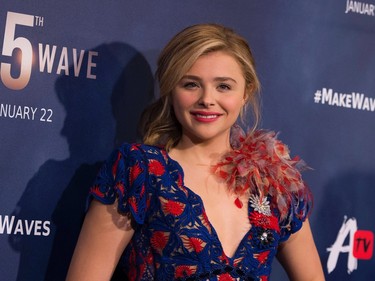 Actor Chloë Grace Moretz attends "The 5th Wave" premiere at the Pacific Theatres at The Grove in Los Angeles, California, January 14, 2016.