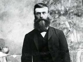 A creased studio portrait of William Spreadborough, probably on his wedding day. (photo courtesy Spreadborough family) (For Saskatoon StarPhoenix History Matters column, 2016)