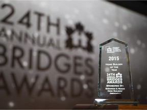 The award for Home Builder of the Year at the Bridges Awards on Saturday, Feb. 6, 2016.