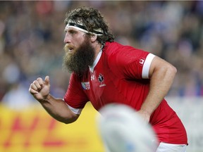 Canada's Hubert Buydens during the Rugby World Cup Pool D match between France and Canada at stadium, Milton Keynes, England, Thursday, Oct. 1, 2015.