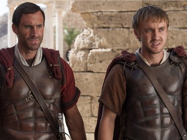 Joseph Fiennes as Clavius and Tom Felton as Lucius in Columbia Pictures' "Risen."