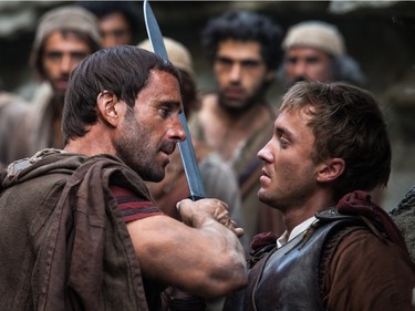 Joseph Fiennes as Clavius and Tom Felton as Lucius in Columbia Pictures' "Risen."