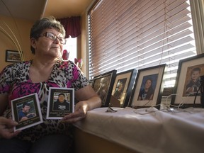 Dorothy Lemaigre, the great aunt of two of the victims of the La Loche school shooting, poses for a photo at her home on the Clearwater River Dene Nation reserve near La Loche on February 3, 2016.