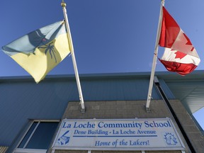 Community members take part in the Reclaiming Our School walk in La Loche on February 24, 2016.