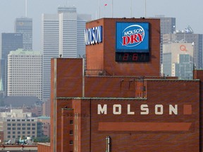 Molson Breweries, pictured against Montreal's skyline