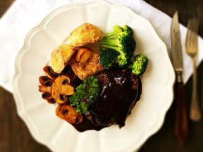 Rosemary Rubbed Beef Tenderloin with Red Wine Chocolate Reduction