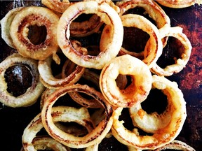 Crispy onion rings great for Oscar night.