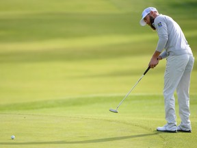 Graham DeLaet of Canada putts on the second hole during round one of the Northern Trust Open at Riviera Country Club on Feb. 18, 2016 in Pacific Palisades, Calif.