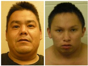 Gene Tyler Takakenew, 37 (left), and Warren Littlewolfe, 25, were charged in connection with an assault on Feb. 15, 2016 on the Onion Lake First Nation