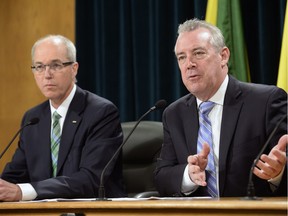 SGI President Andrew Cartmell (left) and minister responsible for SGI Don McMorris