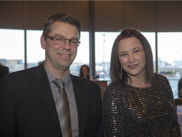 Nathan Stobbe, left, and Sheri Deobald are on the scene at the Bridges awards on Saturday, February 6th, 2016.