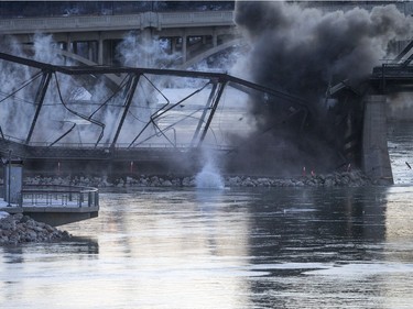 The second phase of the Traffic Bridge demolition is completed, February 7, 2016.
