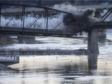 The second phase of the Traffic Bridge demolition is completed, February 7, 2016.