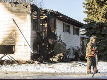 Saskatoon firefighters on the scene of a house fire at 367 Coppermine crescent on Sunday, February 7th, 2016.