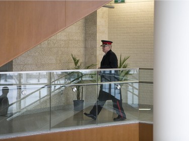 Saskatoon police chief Clive Weighill enters the courthouse prior to a ceremony to celebrate the renovation and expansion of the Saskatoon's Queen's Bench on Monday, February 8th, 2016.