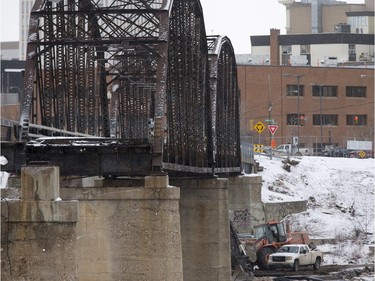 The span of the Traffic Bridge closest to the north bank of the South Saskatchewan River is slated for demolition February 7, 2016 at 8:30 a.m.