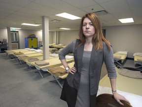 Lighthouse communications director DeeAnn Mercier in one of the day rooms closed at The Lighthouse because of Saskatchewan provincial government cuts,.