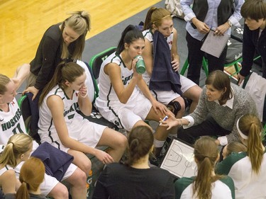 The University of Saskatchewan Huskies women play against the University of Alberta Pandas in CIS action at the PAC Centre, February 12, 2016.