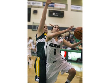 The University of Saskatchewan Huskies women play against the University of Alberta Pandas in CIS action at the PAC Centre, February 12, 2016.