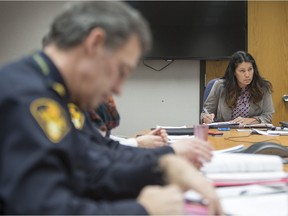Police commissioners chair- Darlene Brander chairs a board meeting at City Hall on Thursday, January 21st, 2016.