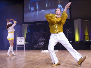 Slade Desrocher, Realtor Realty Executives, dances with his partner during Swinging with the Stars in Saskatoon, January 30, 2016.