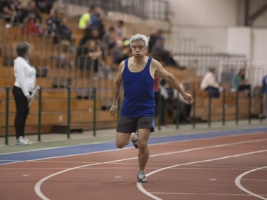 Masahiro Mizuno runs a race during the Knights of Columbus Games at the Saskatoon Field House on the University of Saskatchewan campus, January 30, 2016.