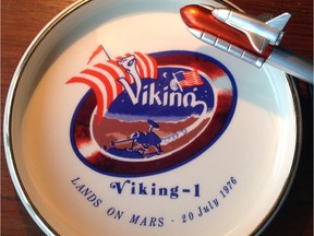 Viking 1 ashtray and space shuttle pen reflect Olaf Storaasli's work on the two projects.