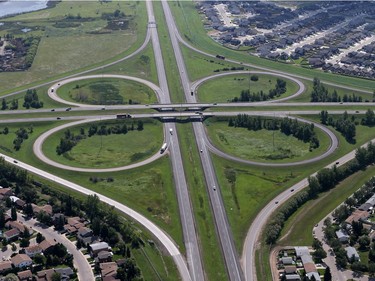 Circle and Circle cloverleaf, bordering Lakeview, Stonebridge and Eastview neighbourhoods in Saskatoon, August 20, 2014.