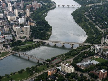 Victoria, Broadway and University bridges in Saskatoon, August 20, 2014.