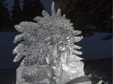 One of a number of ice sculptures during the Frosted Gardens ice park and sculpture display at the Bessborough Hotel, February 1, 2016.