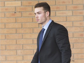Morgan Kendall Upton leaves Saskatoon provincial court on Feb. 8, 2016. He was charged with manslaughter in connection to the death of Vance Labrecque, who died after an altercation in a Martensville hotel parking lot on April 5, 2015. Upton's charges were stayed on Dec. 8, 2016.