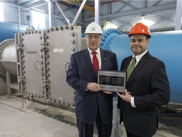 Scenes of the new expansion as Saskatoon Eastview MLA Corey Tochor (R), on behalf of Government Relations Minister Jim Reiter, and Saskatoon Mayor Donald Atchison (L) joined to celebrate the completion of the City of Saskatoon Water Reservoir Expansion Project on Avenue H South, February 8, 2016.