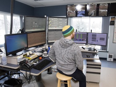 The control room of the water treatment centre is seen during a tour for officials and media at an event to celebrate the completion of the City of Saskatoon Water Reservoir Expansion Project on Avenue H South, February 8, 2016.